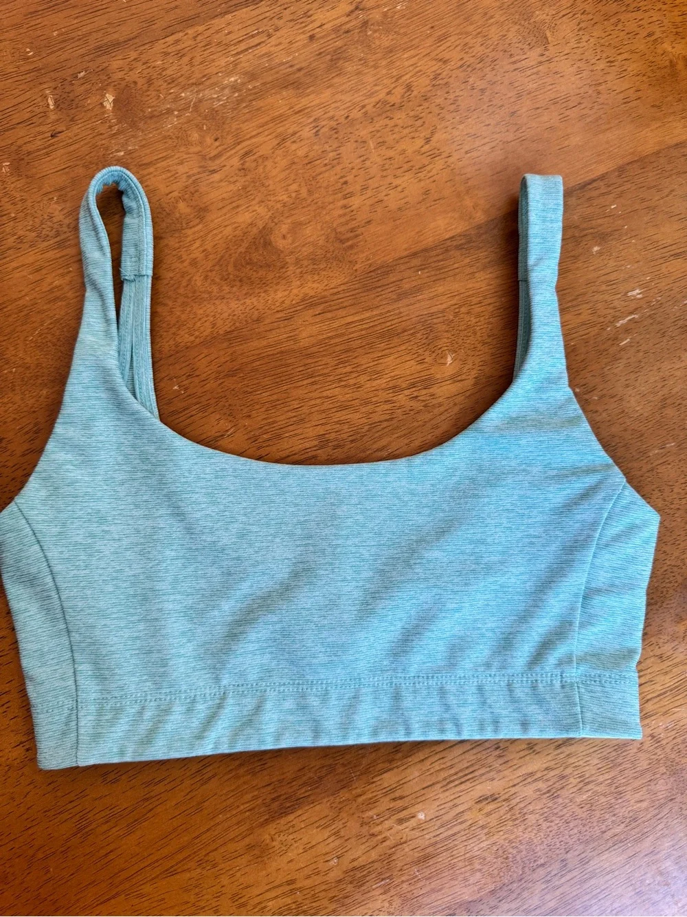 Outdoor Voices Sports Bra XS Teal Blue Logo Band Scoop Neck Workout Yoga